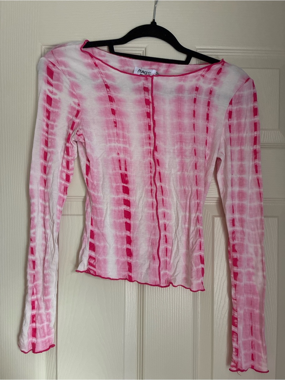 Princess Polly Pink & White Tie-Dye Long Sleeve Top